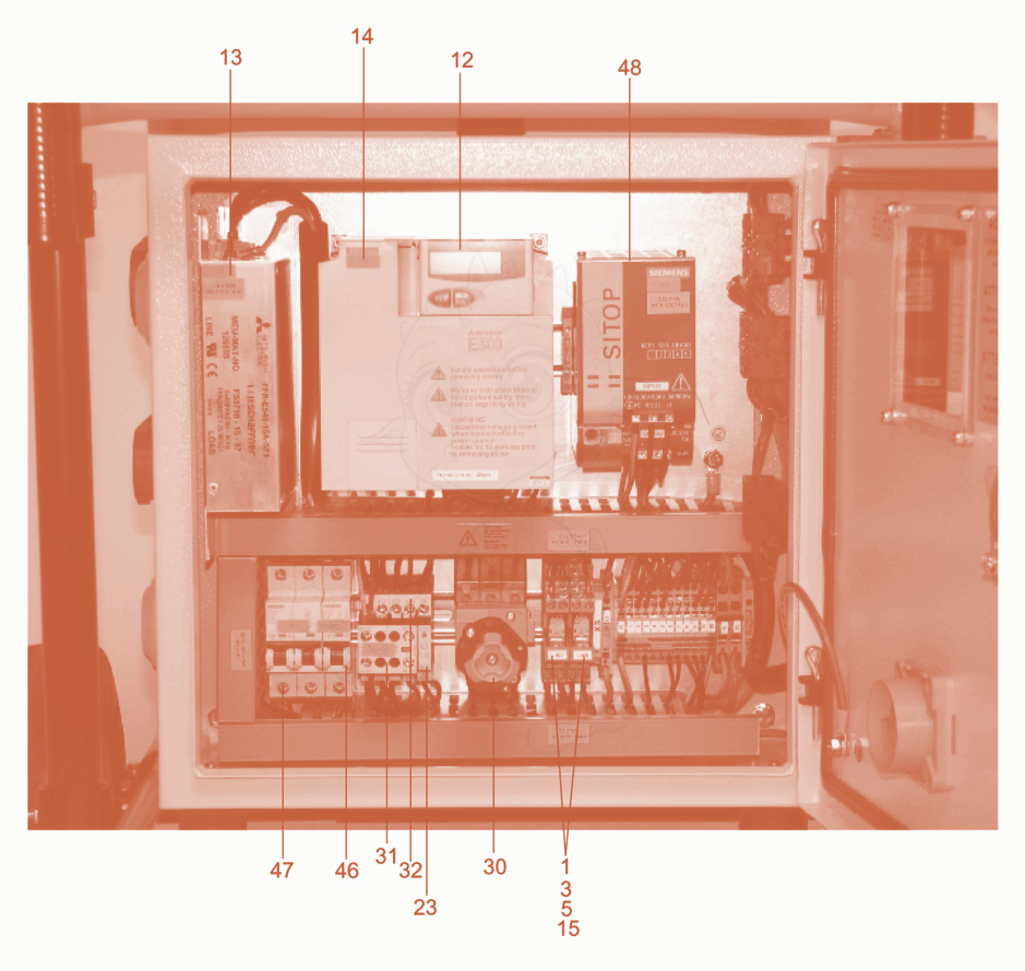 Exploded parts diagram of the Converter-Electric of a Wacker Neuson FUEM/S85A/460RC, with numbered balloons
