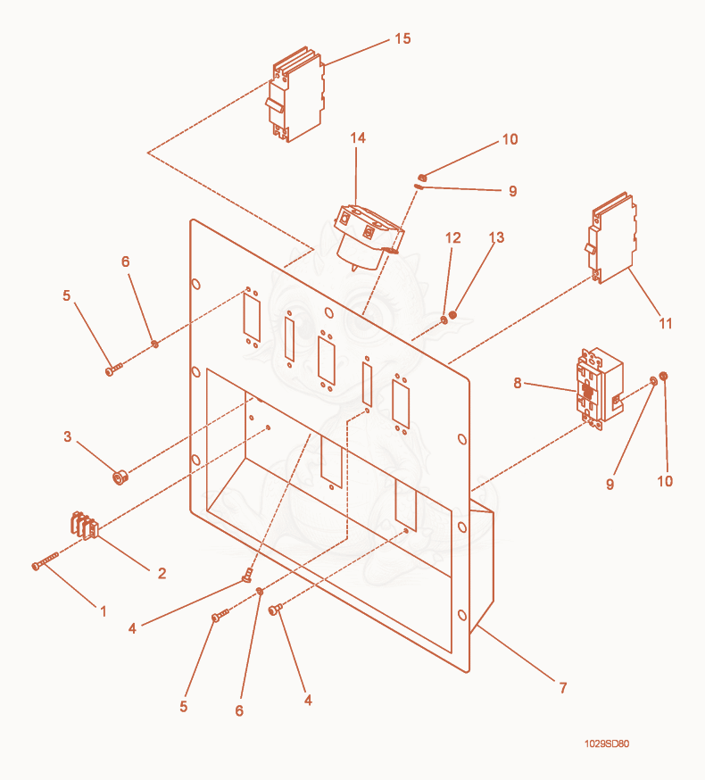 Exploded parts diagram of the Receptacle Panel cpl. of a Wacker Neuson G110, with numbered balloons