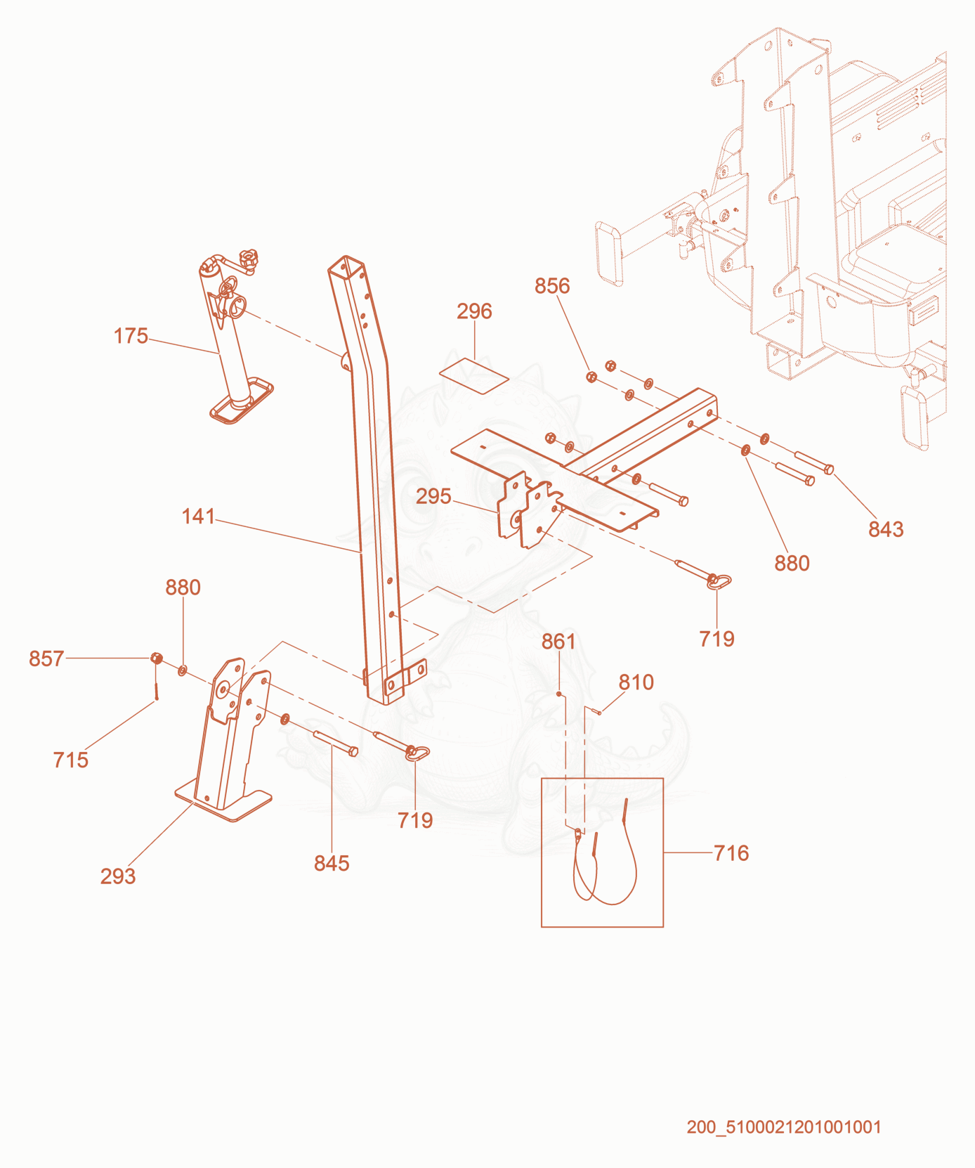 Despiece del Option - Flip-Up Tongue de una máquina Wacker Neuson LTN6L-VS, con globos numerados