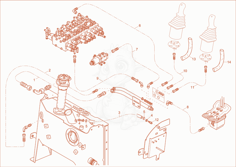 Exploded parts diagram of the TANK LINES of a Wacker Neuson EZ38, with numbered balloons