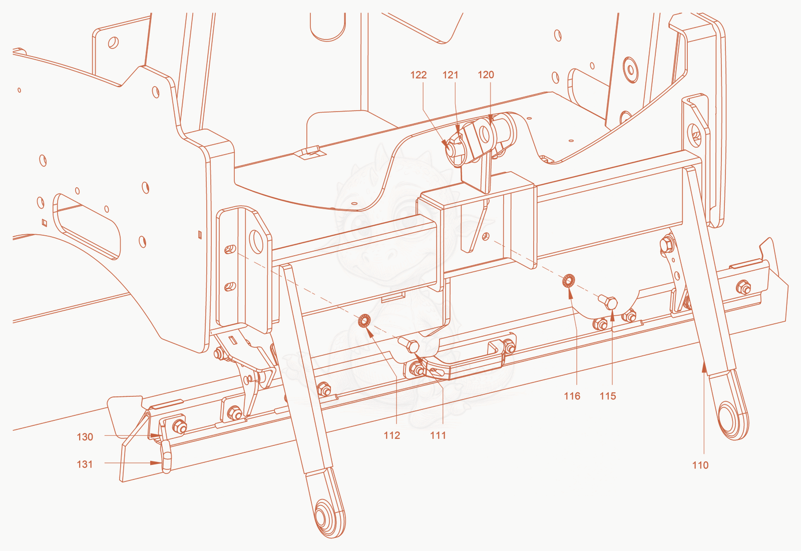 Exploded parts diagram of the add-on device (chip spreader) of a Wacker Neuson RD40-130C, with numbered balloons