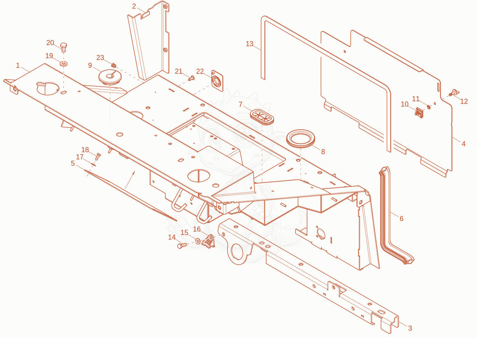 Exploded parts diagram of the seat console of a Wacker Neuson ET25-2, with numbered balloons