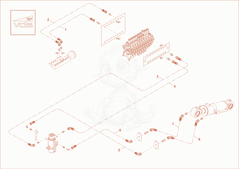 Exploded parts diagram of the DOZER BLADE OPERATION (OPTION) of a Wacker Neuson ET42, with numbered balloons