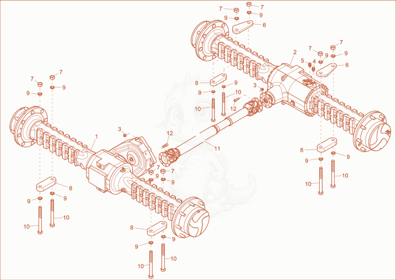Exploded parts diagram of the AXLE of a Wacker Neuson DW50, with numbered balloons