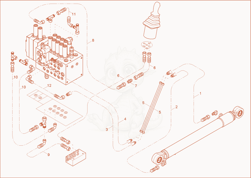 Exploded parts diagram of the DIPPER ARM OPERATION of a Wacker Neuson 8003, with numbered balloons
