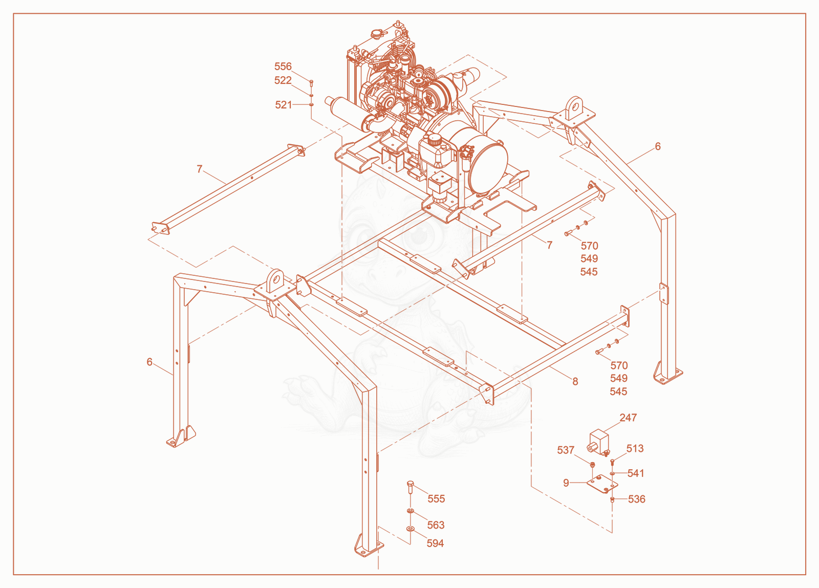 Exploded parts diagram of the Lifting Bail cpl. of a Wacker Neuson HSH380S, with numbered balloons