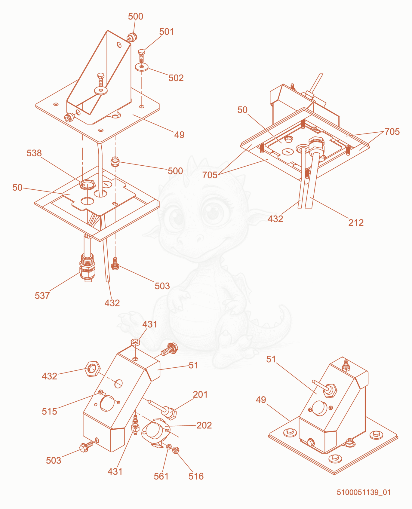 Exploded parts diagram of the Sensor of a Wacker Neuson HI1000, with numbered balloons