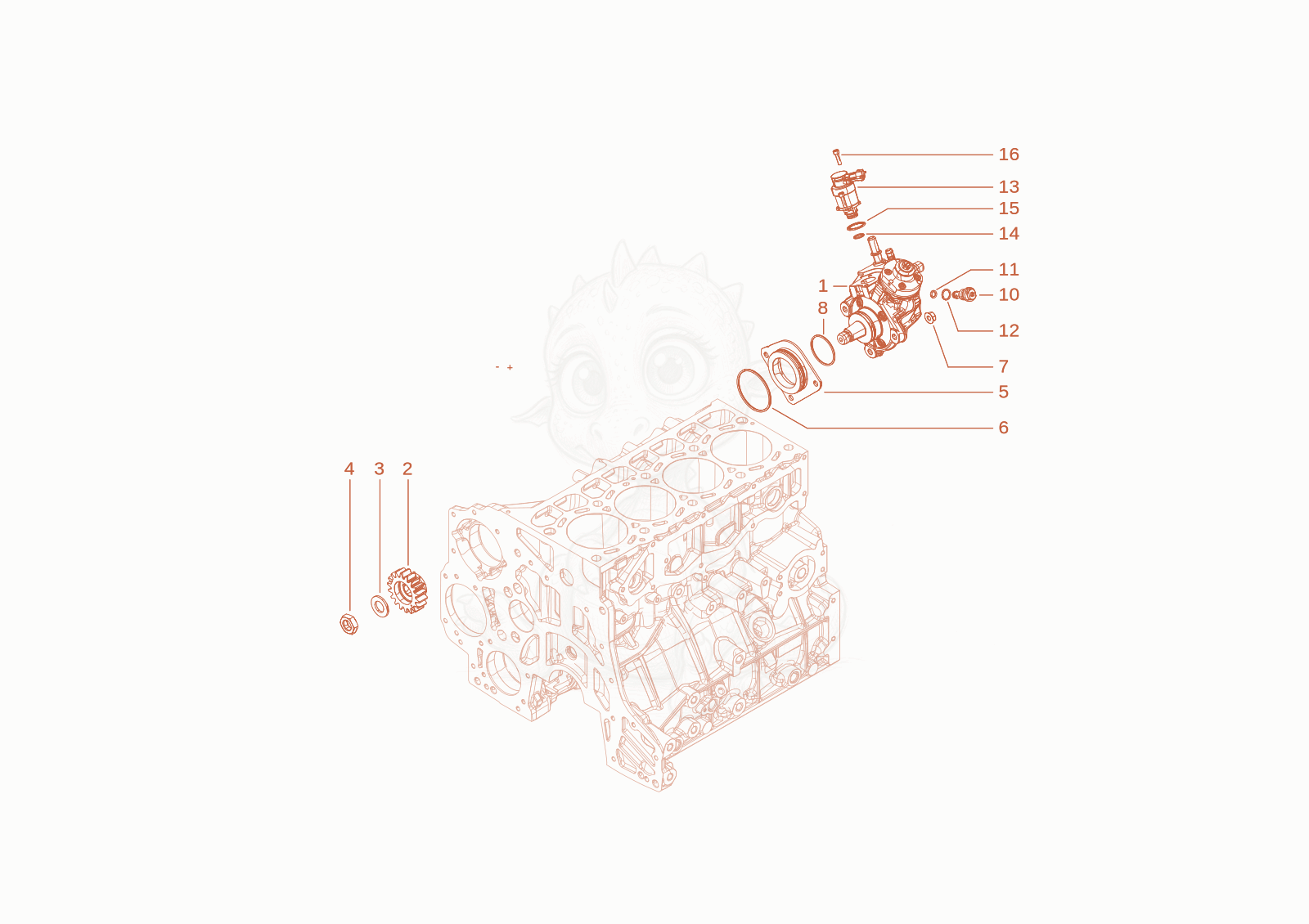 Exploded parts diagram of the injection pump of a Wacker Neuson DV90-2, with numbered balloons