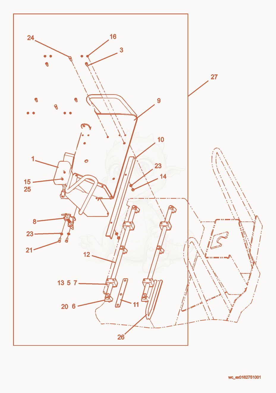 Exploded parts diagram of the Sliding Seat Kit of a Wacker Neuson RD27-100, with numbered balloons