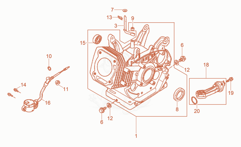 Exploded parts diagram of the Cylinder housing of a Wacker Neuson BPU5545A, with numbered balloons