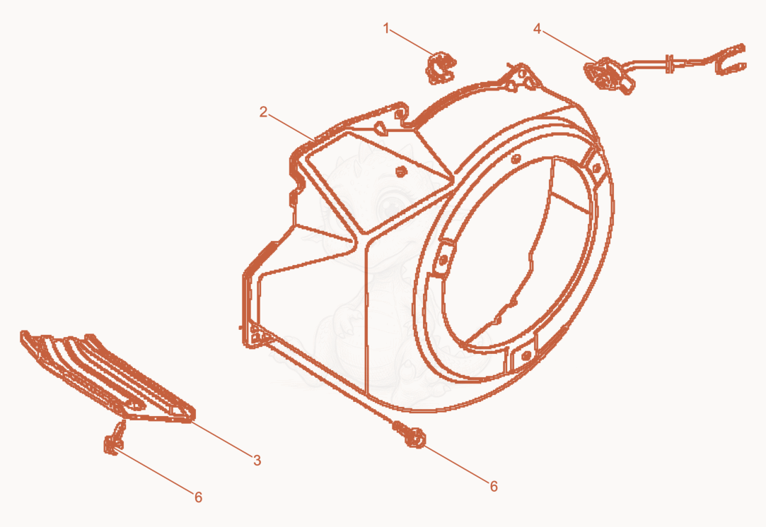 Exploded parts diagram of the Fan hood of a Wacker Neuson BPU3545AUS, with numbered balloons