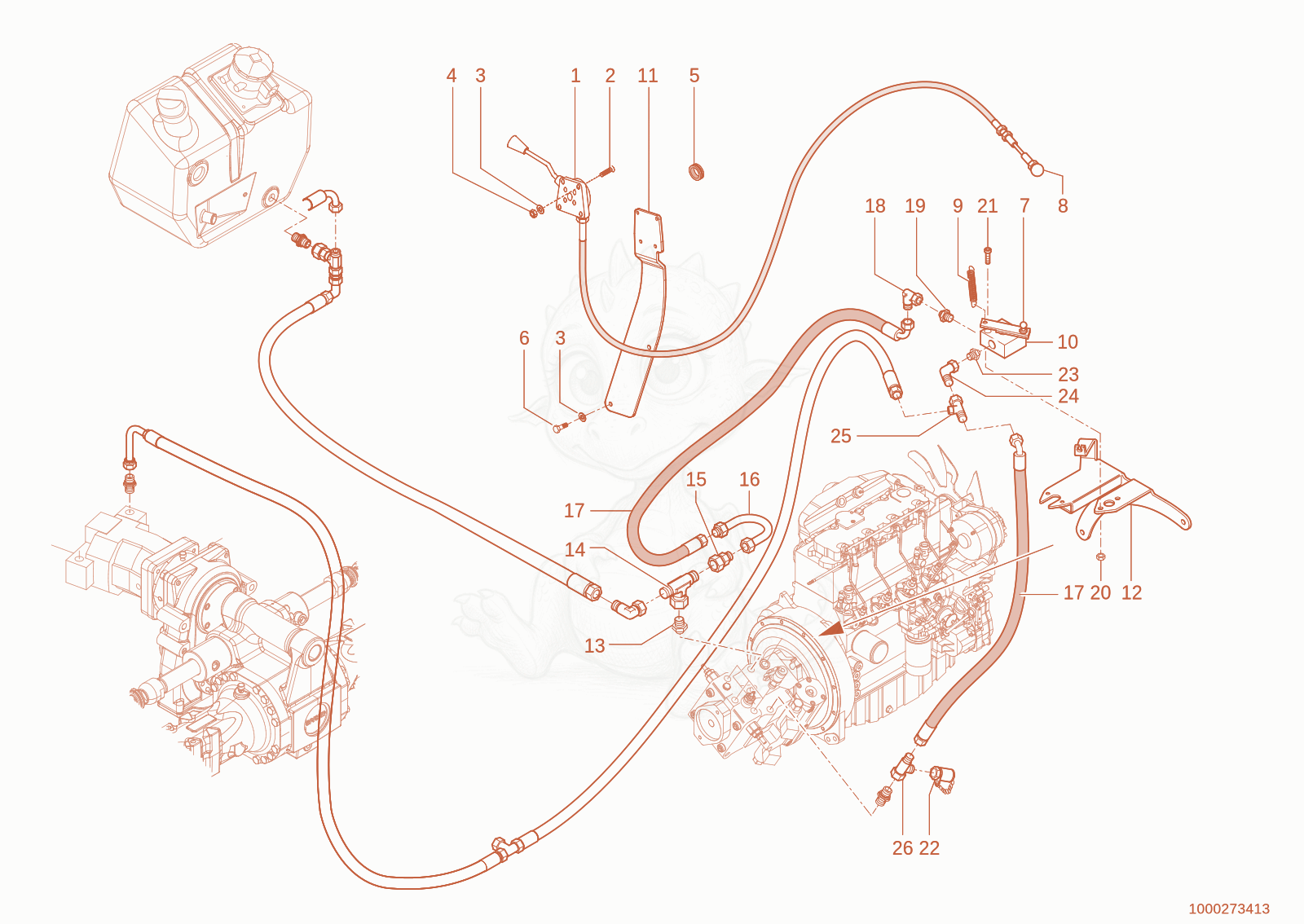 Exploded parts diagram of the Low-speed control of a Wacker Neuson 1150, with numbered balloons