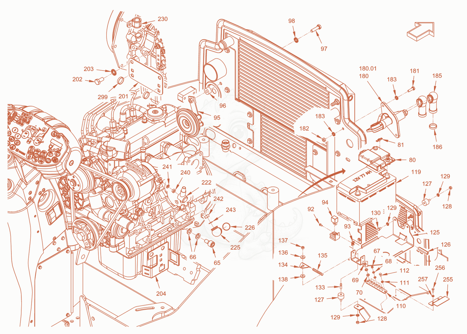 Exploded parts diagram of the electrical system of a Wacker Neuson RD18-80.3, with numbered balloons