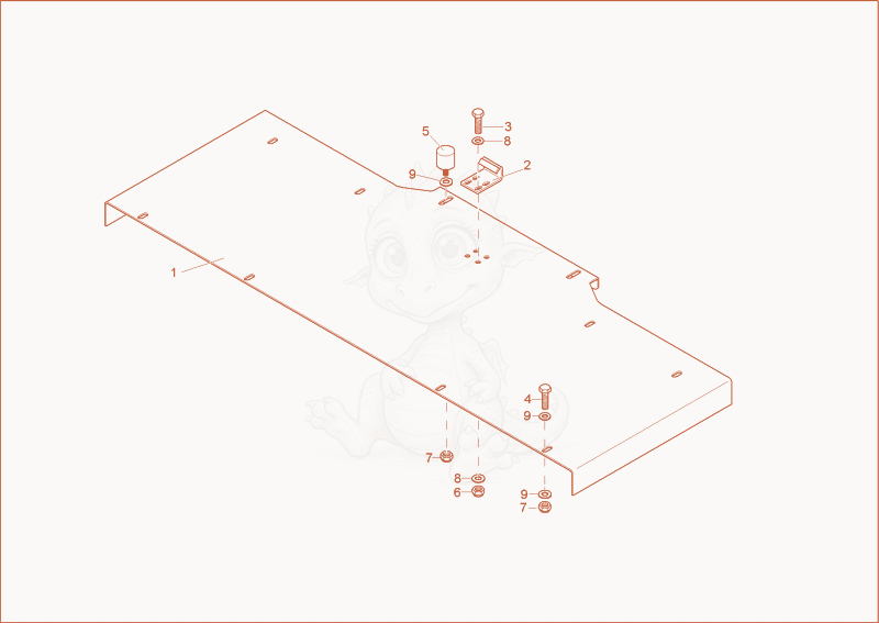Exploded parts diagram of the floor plate of a Wacker Neuson 1601, with numbered balloons