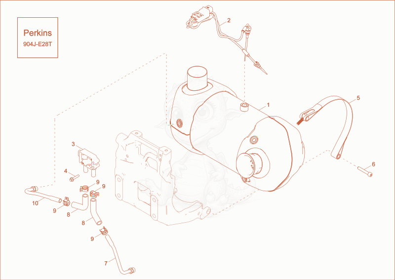 Exploded parts diagram of the Particle Filter option of a Wacker Neuson ET90, with numbered balloons