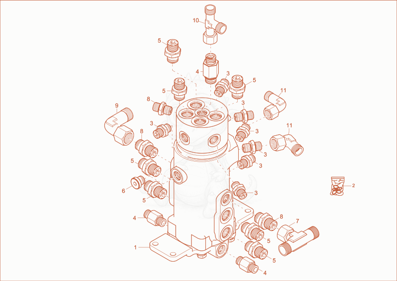 Exploded parts diagram of the turning joint of a Wacker Neuson ET20, with numbered balloons