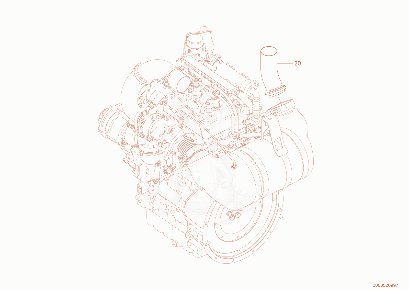 Exploded parts diagram of the exhaust system of a Wacker Neuson WL950P(A05-05), with numbered balloons