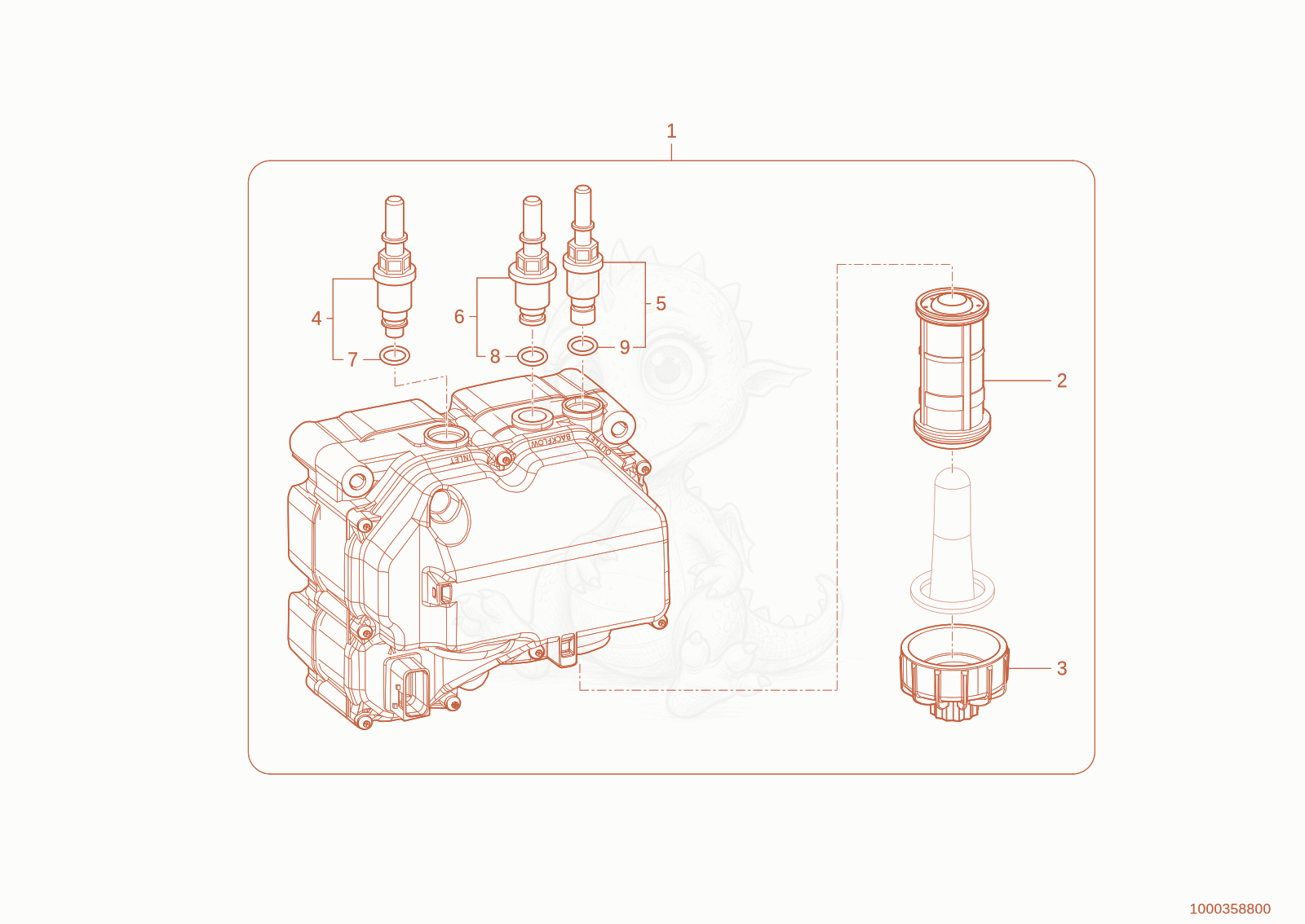 Exploded parts diagram of the Urea delivery pump of a Wacker Neuson TH955(416-36), with numbered balloons