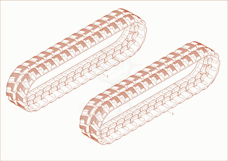 Exploded parts diagram of the RUBBER TRACK of a Wacker Neuson ET58, with numbered balloons