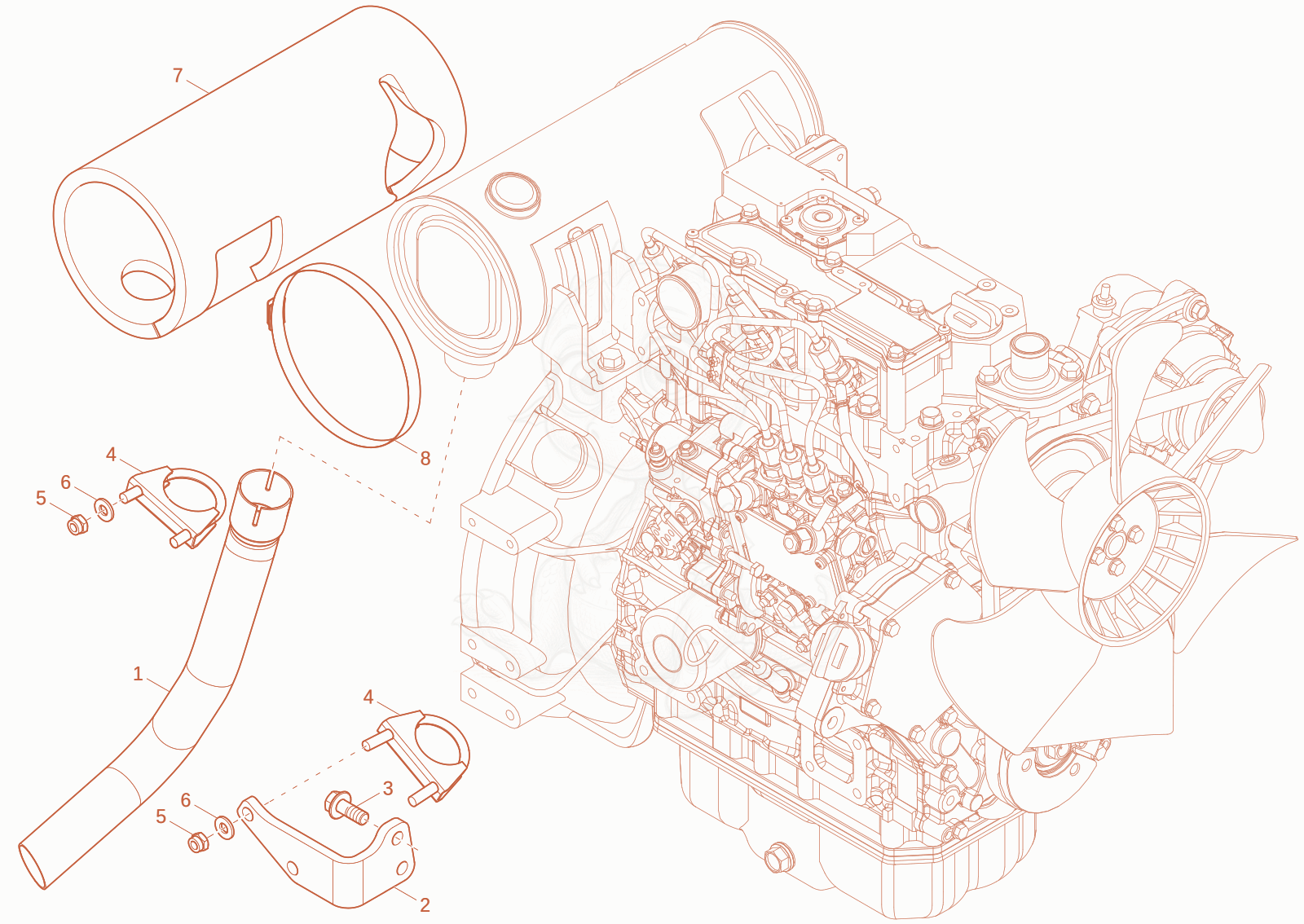 Exploded parts diagram of the EXHAUST of a Wacker Neuson ET18-2, with numbered balloons