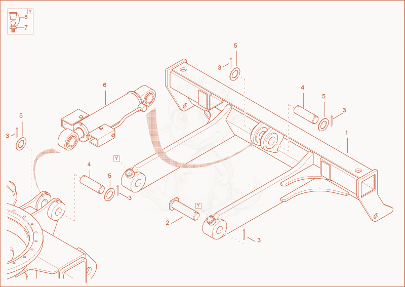 Exploded parts diagram of the dozer blade of a Wacker Neuson 1502RD, with numbered balloons