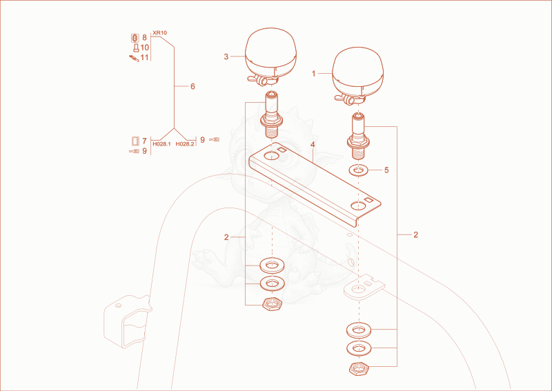 Exploded parts diagram of the ROTATING BEACON (OPTION) of a Wacker Neuson DW40, with numbered balloons