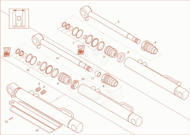 Exploded parts diagram of the TELESCOPIC CYLINDER (option) of a Wacker Neuson EZ17, with numbered balloons