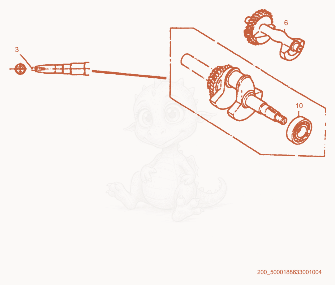 Exploded parts diagram of the Crankshaft of a Wacker Neuson GPS6600, with numbered balloons