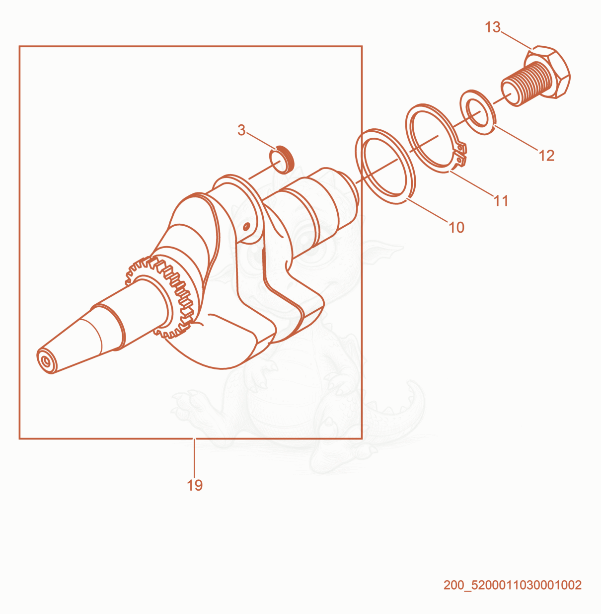 Exploded parts diagram of the Crankshaft cpl. of a Wacker Neuson DS70, with numbered balloons