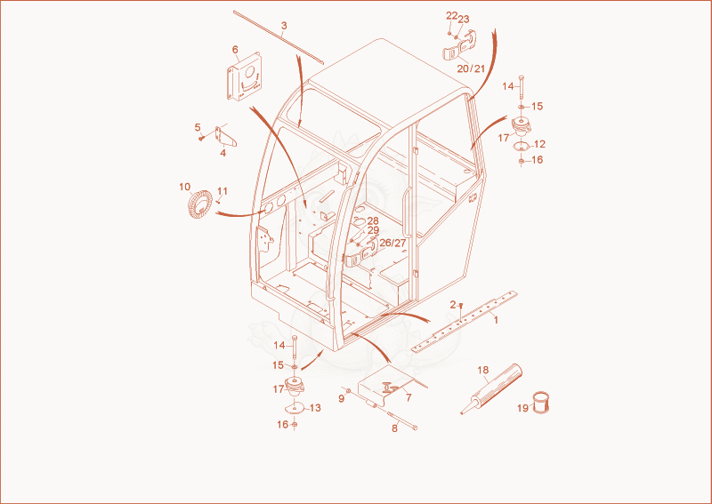 Exploded parts diagram of the CABIN FRAME PART 3A of a Wacker Neuson 6502WD, with numbered balloons