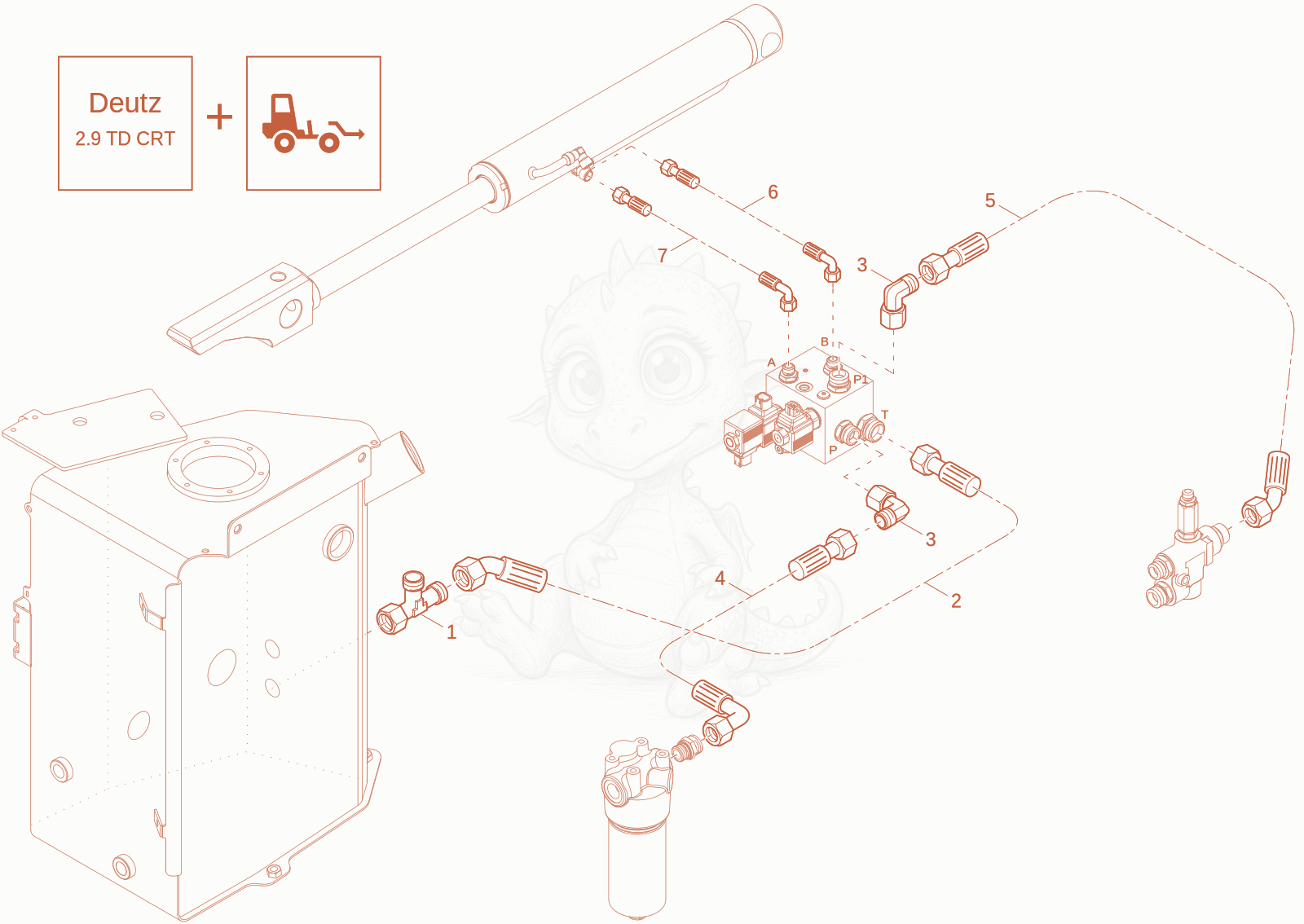 Exploded parts diagram of the tension cylinder installation (option) of a Wacker Neuson DV60-2, with numbered balloons