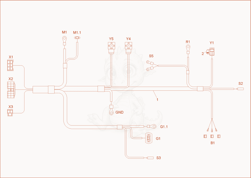 Exploded parts diagram of the wiring harness engine of a Wacker Neuson 2001, with numbered balloons