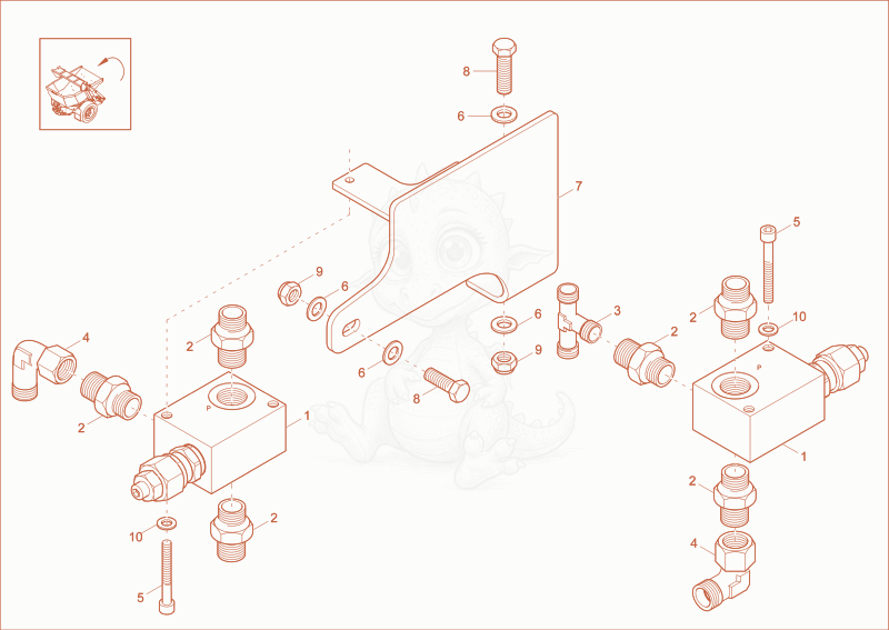 Exploded parts diagram of the PRESSURE LIMITING VALVE (OPTION) of a Wacker Neuson DW20, with numbered balloons