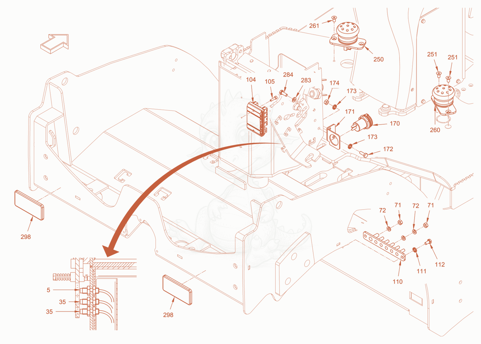 Exploded parts diagram of the electrical system of a Wacker Neuson RD18-80.3, with numbered balloons