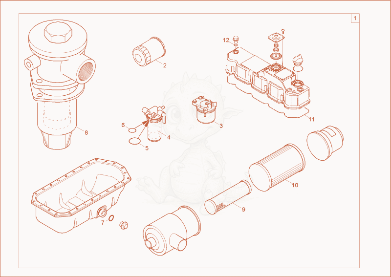 Exploded parts diagram of the service kit of a Wacker Neuson 3503RD, with numbered balloons