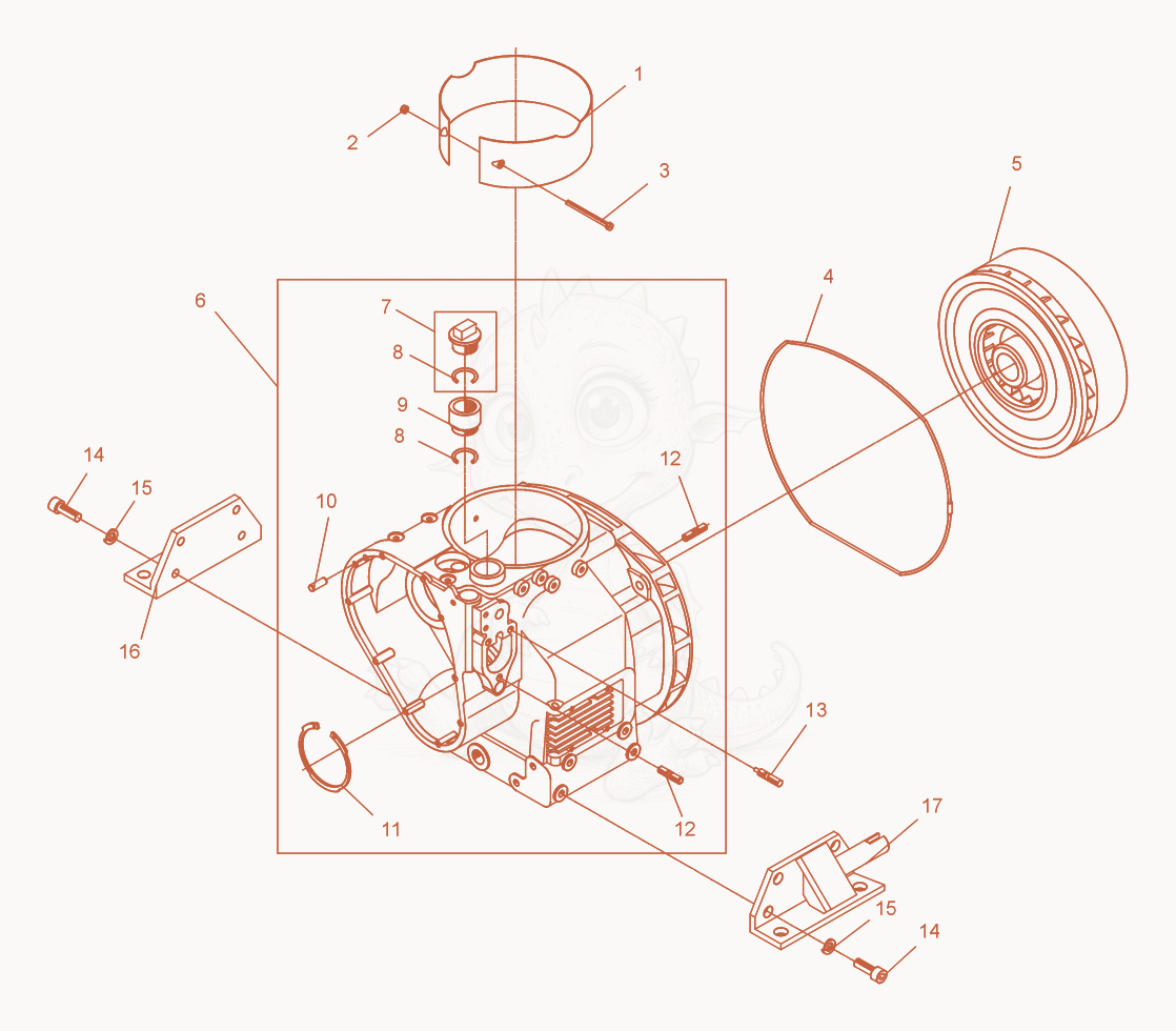 Exploded parts diagram of the Crankcase of a Wacker Neuson DPS3050, with numbered balloons