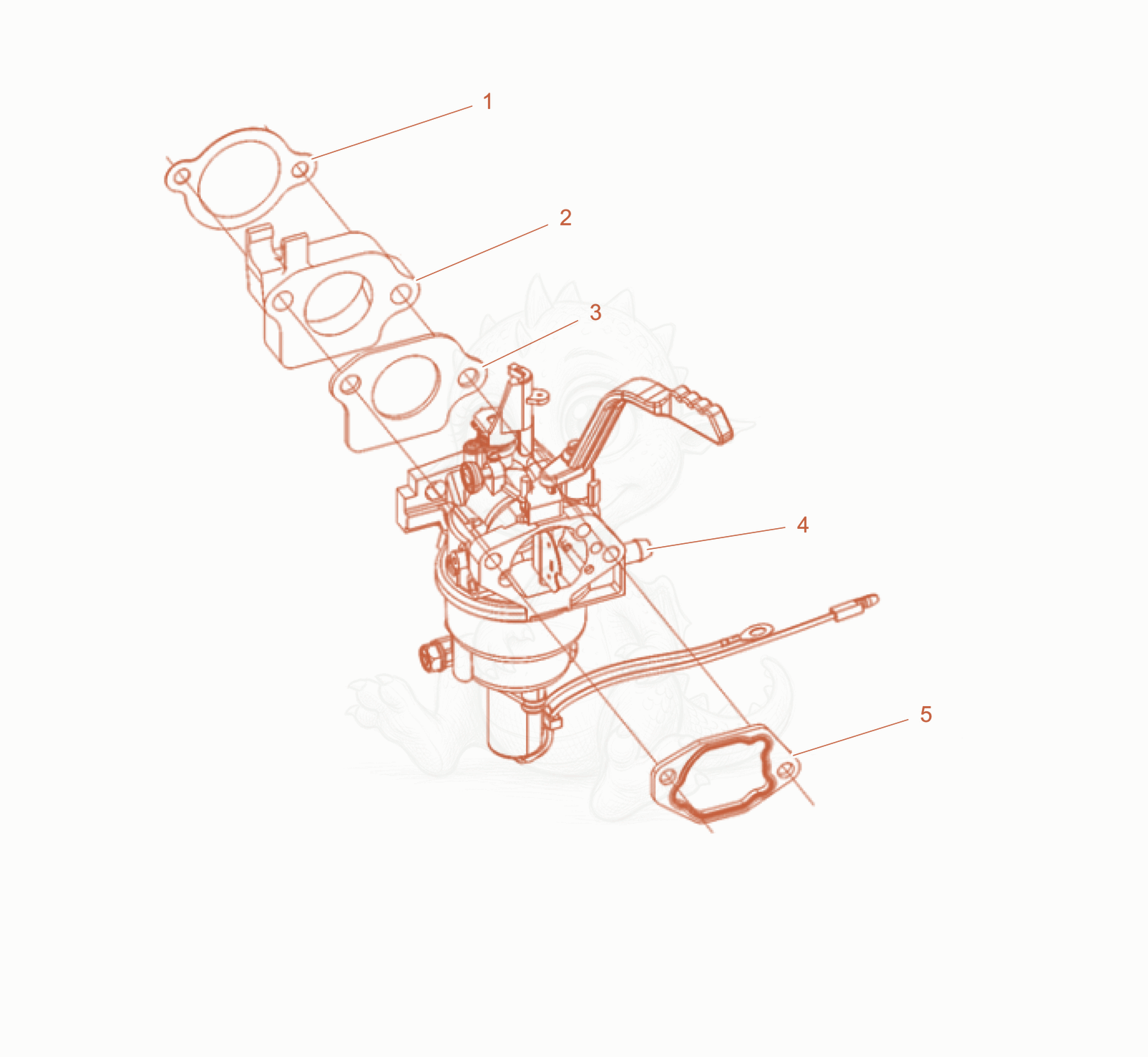 Exploded parts diagram of the Carburetor cpl. of a Wacker Neuson GS10003G(NO-CE), with numbered balloons