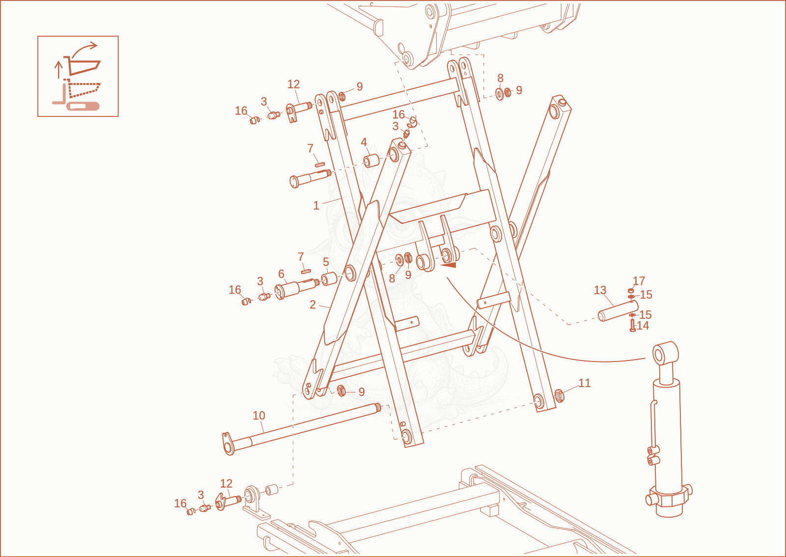 Exploded parts diagram of the Scissor Lift (Option) of a Wacker Neuson DT15, with numbered balloons