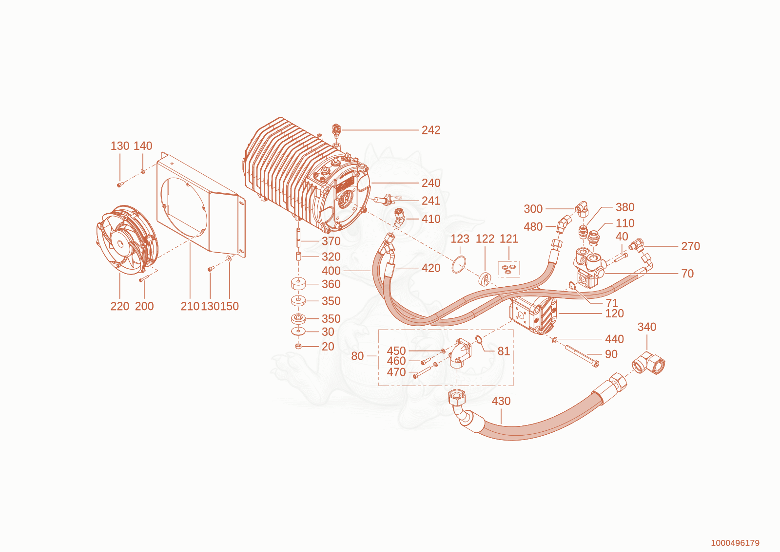 Despiece del HYDRAULIC DRIVE de una máquina Wacker Neuson WL20E(A09-01), con globos numerados