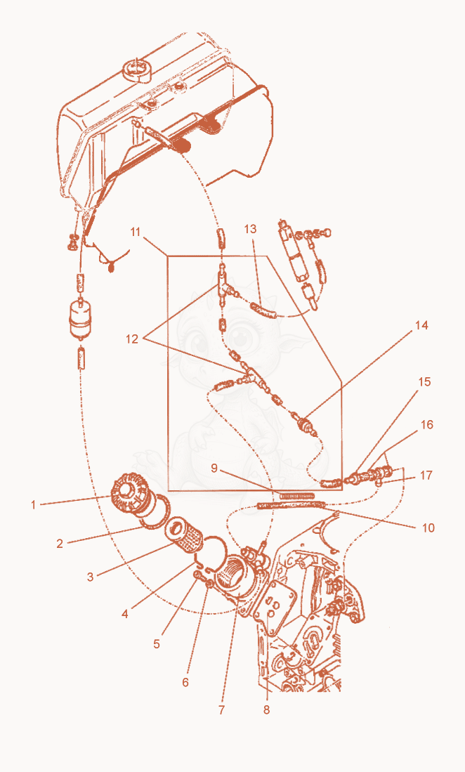 Exploded parts diagram of the Fuel Pipe of a Wacker Neuson DPU6055, with numbered balloons