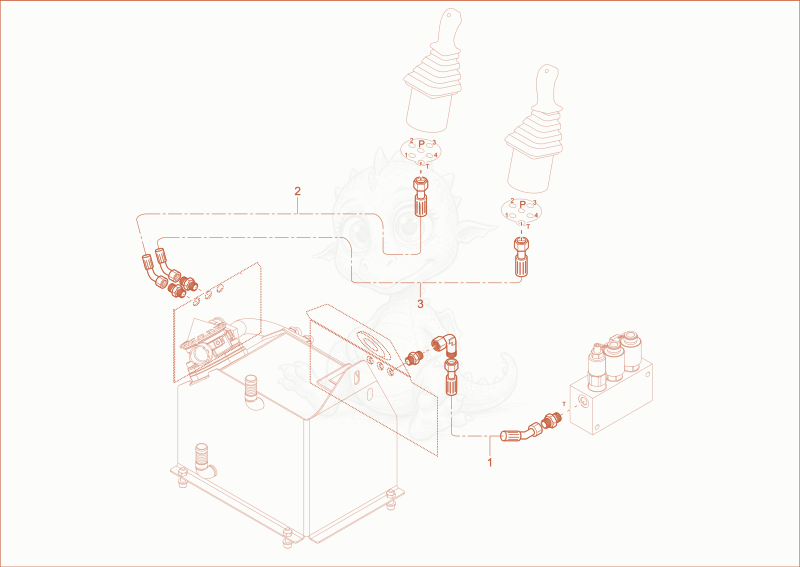 Exploded parts diagram of the TANK LINES of a Wacker Neuson 1404, with numbered balloons