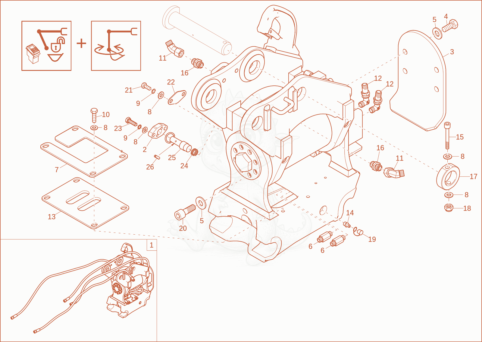 Exploded parts diagram of the Easy Lock Powertlit (Option) of a Wacker Neuson EZ17E, with numbered balloons