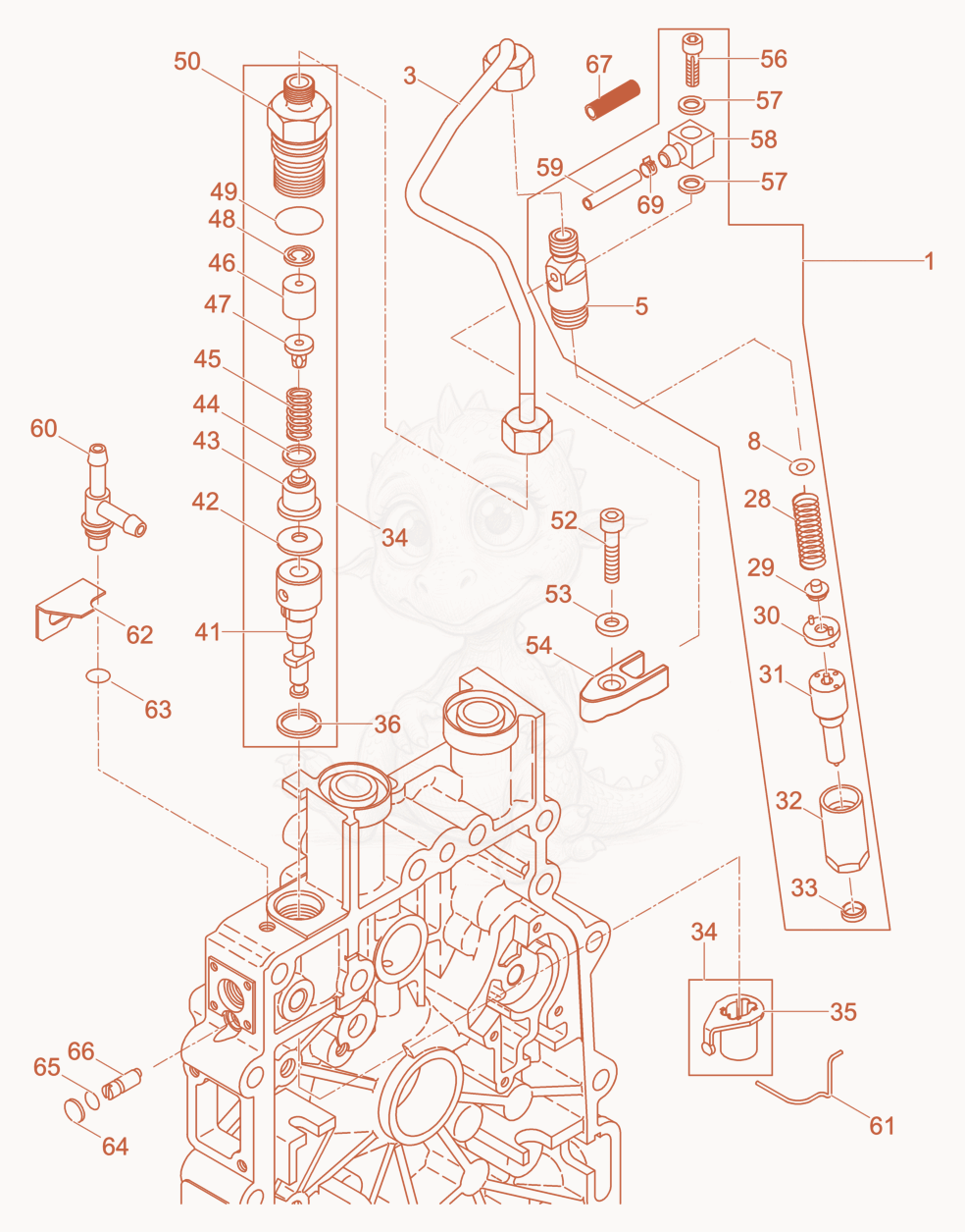 Exploded parts diagram of the Injection Equipment of a Wacker Neuson DPU3050HWUSARMY, with numbered balloons