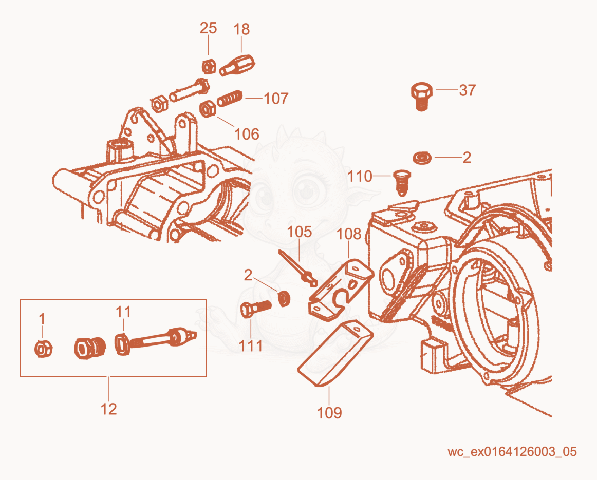 Exploded parts diagram of the Extra Fuel Device of a Wacker Neuson CRT48-35L, with numbered balloons