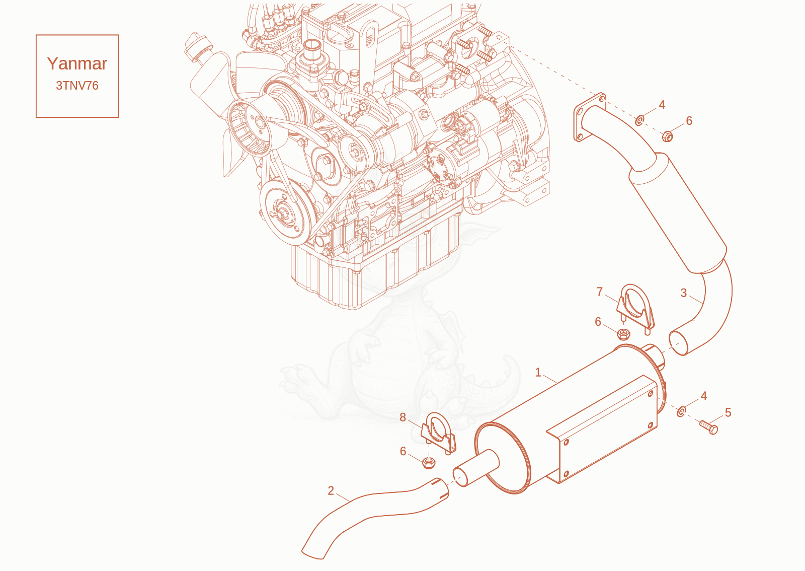 Exploded parts diagram of the EXHAUST of a Wacker Neuson DW20-2, with numbered balloons