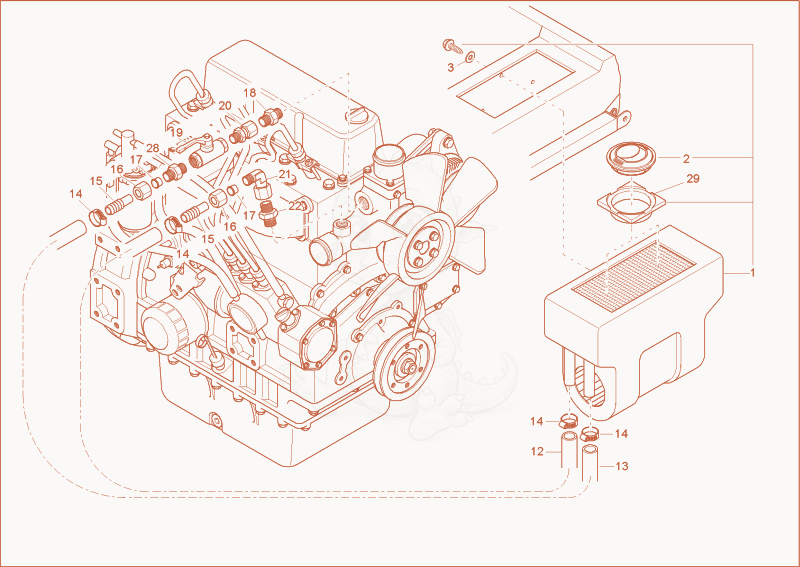 Exploded parts diagram of the heating of a Wacker Neuson 3402RDFORCE, with numbered balloons