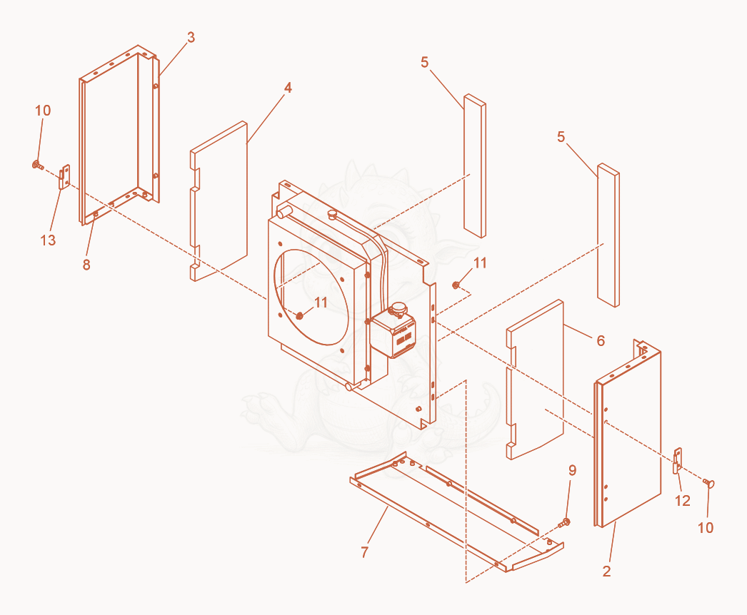 Exploded parts diagram of the Radiator Section cpl. of a Wacker Neuson G25, with numbered balloons