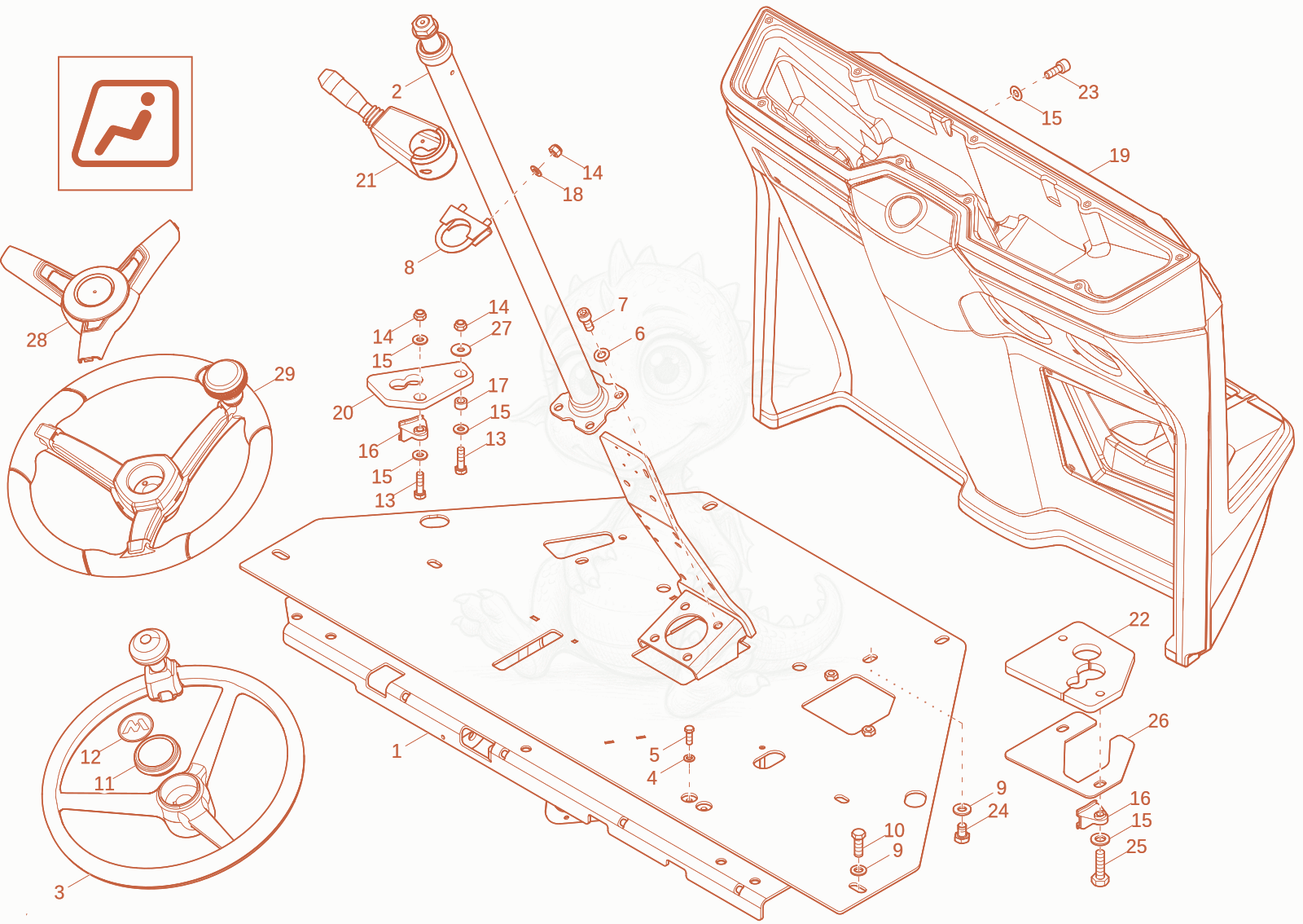 Exploded parts diagram of the pilot stand of a Wacker Neuson DW40-2, with numbered balloons