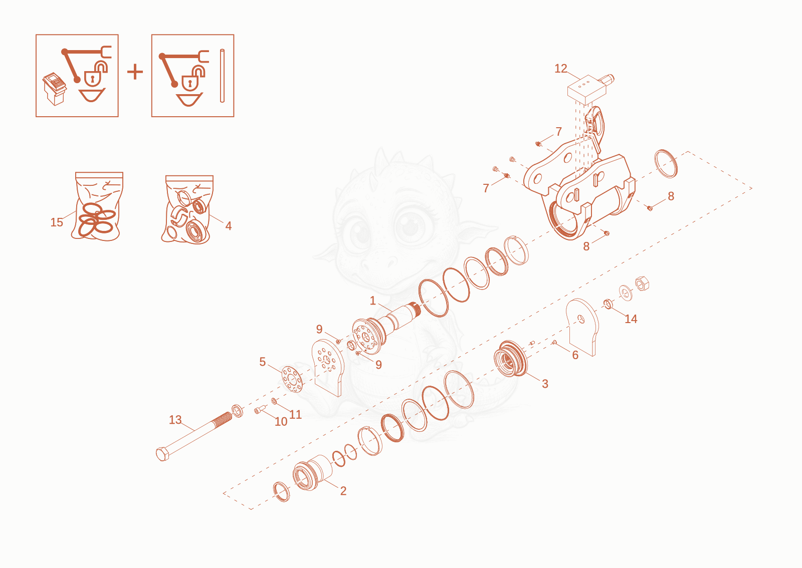 Exploded parts diagram of the Powertilt (Option) of a Wacker Neuson EZ17-2, with numbered balloons