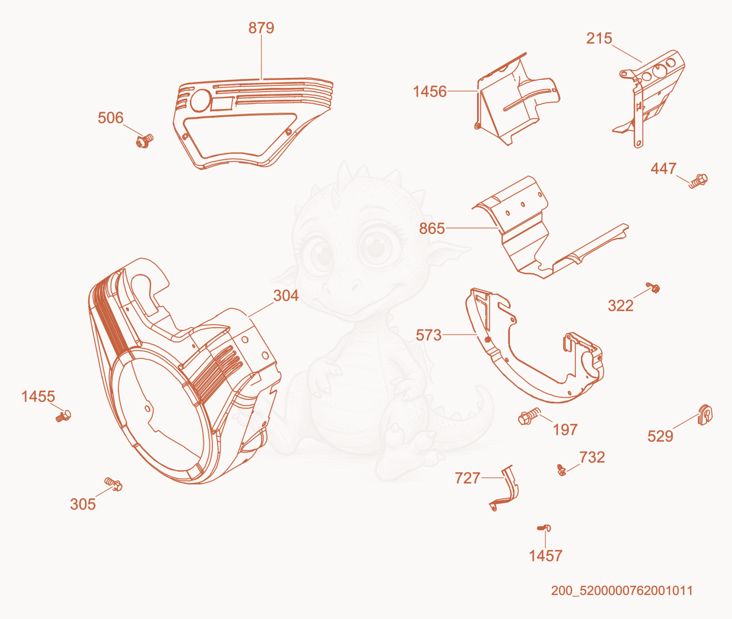 Exploded parts diagram of the Blower Housing of a Wacker Neuson GPS9700, with numbered balloons